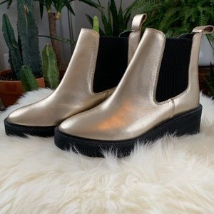 NWOT gold Chelsea boots